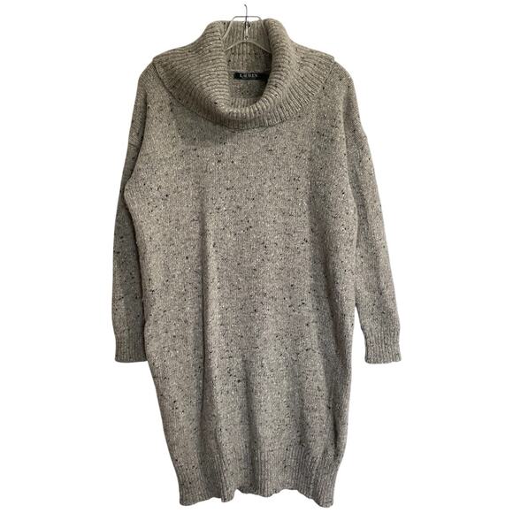 Lauren Ralph Lauren Sweater Dress Women Size Large Gray Classic Fit Cowl Neck - Picture 1 of 7